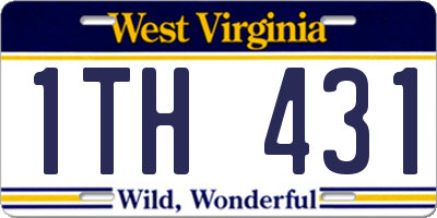 WV license plate 1TH431