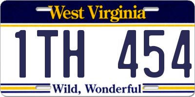 WV license plate 1TH454