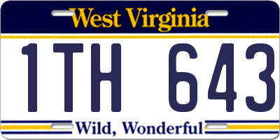 WV license plate 1TH643