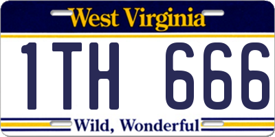 WV license plate 1TH666
