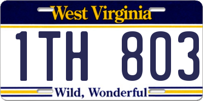 WV license plate 1TH803