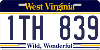 WV license plate 1TH839