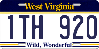 WV license plate 1TH920