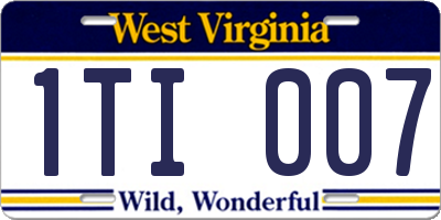 WV license plate 1TI007