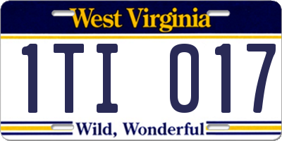 WV license plate 1TI017