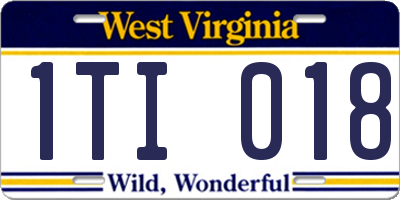 WV license plate 1TI018