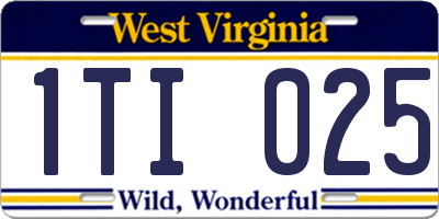 WV license plate 1TI025