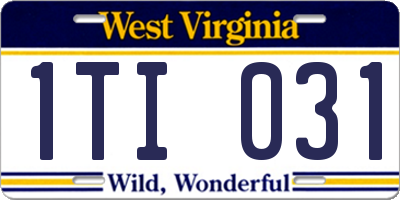 WV license plate 1TI031