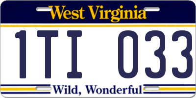 WV license plate 1TI033