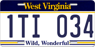 WV license plate 1TI034
