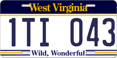 WV license plate 1TI043