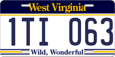 WV license plate 1TI063
