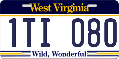 WV license plate 1TI080
