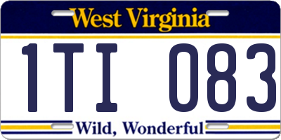 WV license plate 1TI083
