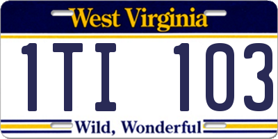 WV license plate 1TI103