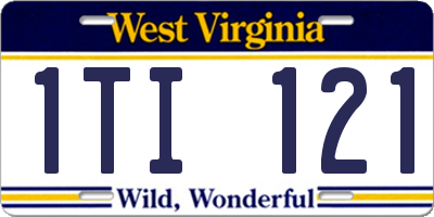 WV license plate 1TI121