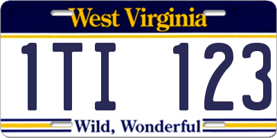 WV license plate 1TI123