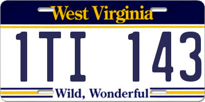 WV license plate 1TI143