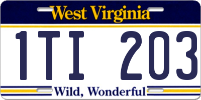 WV license plate 1TI203