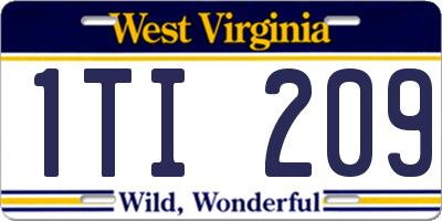 WV license plate 1TI209