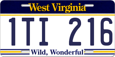 WV license plate 1TI216
