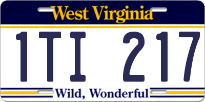 WV license plate 1TI217