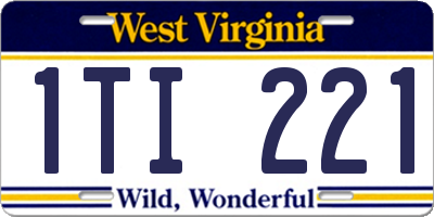 WV license plate 1TI221