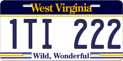 WV license plate 1TI222