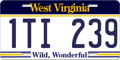 WV license plate 1TI239