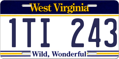 WV license plate 1TI243