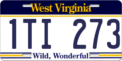 WV license plate 1TI273
