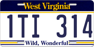 WV license plate 1TI314