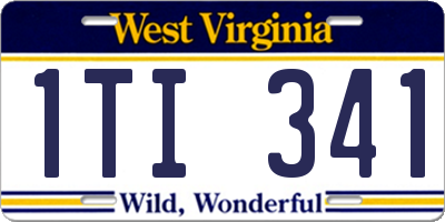 WV license plate 1TI341