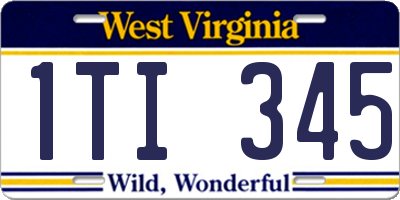 WV license plate 1TI345