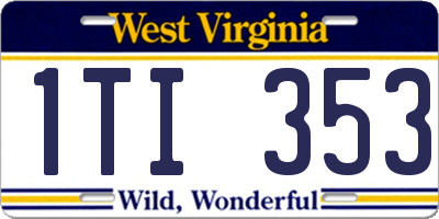WV license plate 1TI353