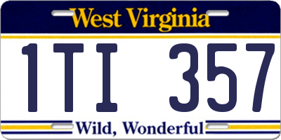 WV license plate 1TI357