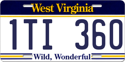 WV license plate 1TI360