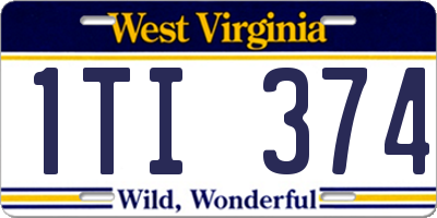 WV license plate 1TI374