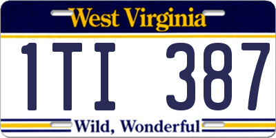 WV license plate 1TI387