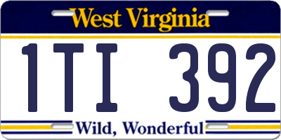 WV license plate 1TI392
