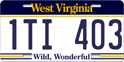 WV license plate 1TI403