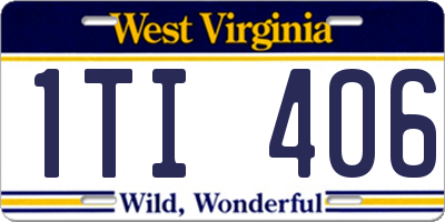 WV license plate 1TI406