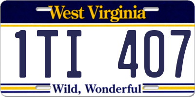 WV license plate 1TI407