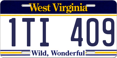 WV license plate 1TI409