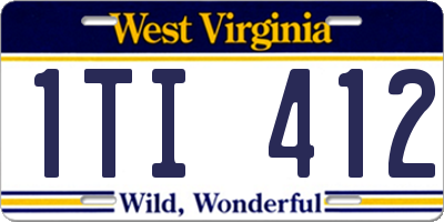 WV license plate 1TI412