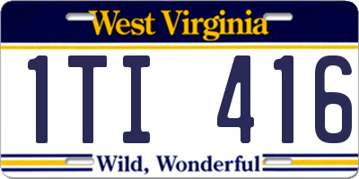 WV license plate 1TI416