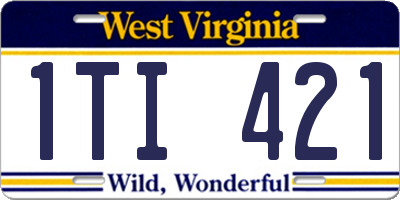 WV license plate 1TI421