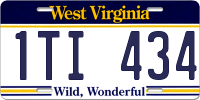 WV license plate 1TI434