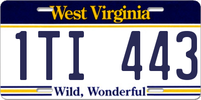 WV license plate 1TI443