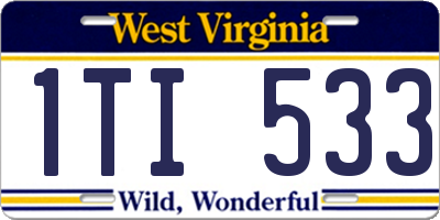 WV license plate 1TI533